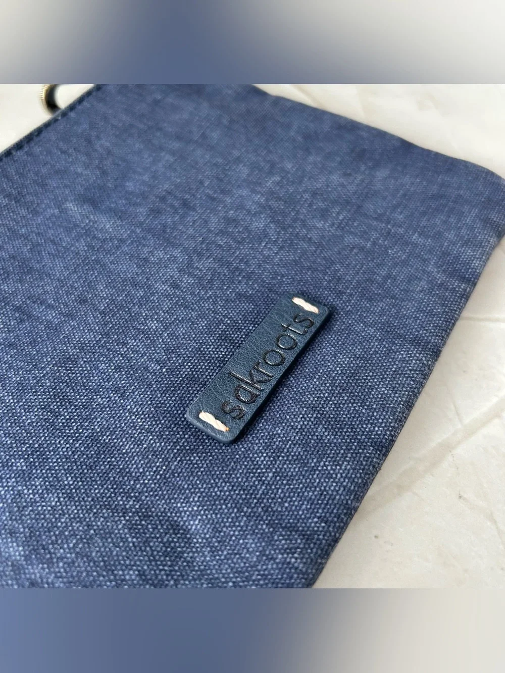 Sakroots Embroidered Navy Denim Cosmetic Pouch